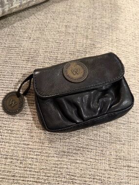 Wanderers Travel Co Verbier Black Leather Card Wallet Coin Pouch EUC!! Like New!
